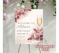 Affiche murale personnalisée avec nom, bannière de bienvenue élégante pour brunch d'anniversaire, imprimée sur vinyle, convient pour la décoration du salon, de la cuisine, du couloir, de la chambre, d