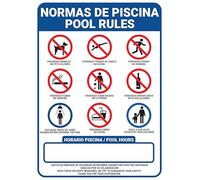 Affiche Normes de piscine en aluminium | Panneau Peinture émaillée | RELIEVE | GRAND. 43 x 31 cm. GARANTIE SATISFACTION, PHOTOS RÉELLES AFFICHE NORMES DE PISCINE COMMUNAUTÉ HOTEL | Pool Rules