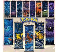 Affiche Pokemon imprimée, œuvre murale d'anime, Images Gengar Eevee Pikachu, peintures en rouleau, décor de salon de maison d'artiste rétro pokemon 8