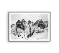 Affiche Poster 100x70cm Tableaux Image Photo Alpes Neige Monochrome Wall Art