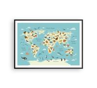 Affiche Poster 100x70cm Tableaux Image Photo Animaux Le Monde Carte Wall Art