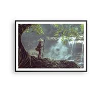 Affiche Poster 100x70cm Tableaux Image Photo Asie Garçon Chute D'Eau Wall Art