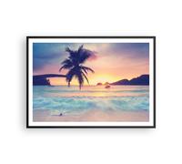 Affiche Poster 100x70cm Tableaux Image Photo mer plage palmier Wall Art