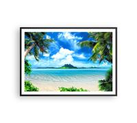 Affiche Poster 100x70cm Tableaux Image Photo Plage vacances île palmier Wall Art
