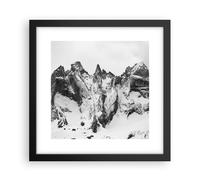 Affiche Poster 30x30cm Tableaux Image Photo Alpes Neige Monochrome Wall Art