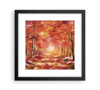 Affiche Poster 30x30cm Tableaux Image Photo Automne Forêt Rouge Wall Art