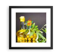 Affiche Poster 30x30cm Tableaux Image Photo Bouteille pot olive huile Wall Art