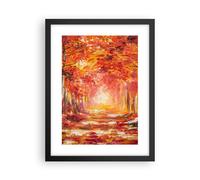 Affiche Poster 30x40cm Tableaux Image Photo Automne Forêt Rouge Wall Art