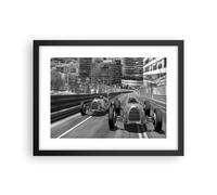Poster Cadre Noir 40x30 cm Affiche Noir et Blanc Autos - 4843 - P2B | Formule 1 Rétro Poster Mural Moderne Décoratif Art Mural Impression d'Art Salon Chambre Cuisine Tableau Décoration ARTTOR