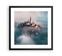 Affiche Poster 40x40cm Tableaux Image Photo Alpes Bled Église Wall Art