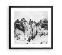 Affiche Poster 40x40cm Tableaux Image Photo Alpes Neige Monochrome Wall Art
