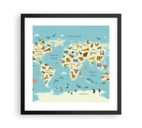 Affiche Poster 40x40cm Tableaux Image Photo Animaux Le Monde Carte Wall Art