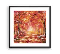 Affiche Poster 40x40cm Tableaux Image Photo Automne Forêt Rouge Wall Art