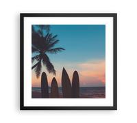 Affiche Poster 40x40cm Tableaux Image Photo plage mer palmier Wall Art