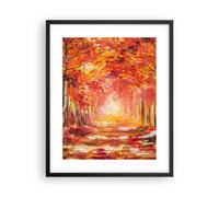 Affiche Poster 40x50cm Tableaux Image Photo Automne Forêt Rouge Wall Art