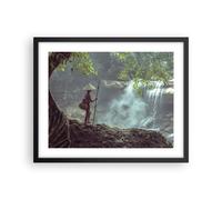 Affiche Poster 50x40cm Tableaux Image Photo Asie Garçon Chute D'Eau Wall Art