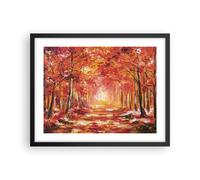 Affiche Poster 50x40cm Tableaux Image Photo Automne Forêt Rouge Wall Art