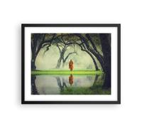 Affiche Poster 50x40cm Tableaux Image Photo Moine Forêt Brouillard Wall Art