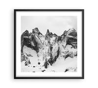 Affiche Poster 50x50cm Tableaux Image Photo Alpes Neige Monochrome Wall Art