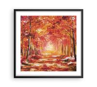 Affiche Poster 50x50cm Tableaux Image Photo Automne Forêt Rouge Wall Art