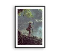 Affiche Poster 50x70cm Tableaux Image Photo Asie Garçon Chute D'Eau Wall Art