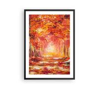 Affiche Poster 50x70cm Tableaux Image Photo Automne Forêt Rouge Wall Art
