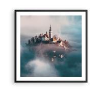 Affiche Poster 60x60cm Tableaux Image Photo Alpes Bled Église Wall Art