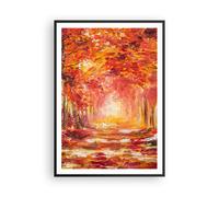 Affiche Poster 70x100cm Tableaux Image Photo Automne Forêt Rouge Wall Art