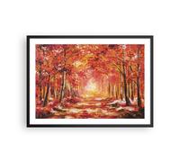 Affiche Poster 70x50cm Tableaux Image Photo Automne Forêt Rouge Wall Art