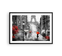 Poster Cadre Noir 70x50 cm Affiche Architecture Noir et Blanc - 3942 - P2B | Paris Ville Maison Poster Mural Moderne Décoratif Art Mural Impression d'Art Salon Chambre Cuisine Tableau Décoration ARTTOR