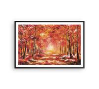 Affiche Poster 91x61cm Tableaux Image Photo Automne Forêt Rouge Wall Art