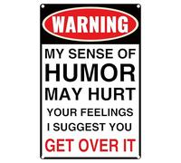 Affiche Poster Plaque Attention, Mon Humour Pourrait Vous Blesser. Plaque Étain Signe Vintage Rétro Métallique Panneau Affiche Étain pour Café, Cuisine, Parc 20x30cm
