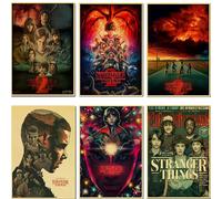 Affiche rétro Stranger Things saison 2, papier kraft, décoration murale vintage pour bar, café, maison~01860