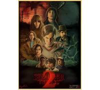 Affiche rétro Stranger Things saison 2, papier kraft, décoration murale vintage pour bar, café, maison~01847