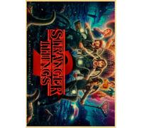 Affiche rétro Stranger Things saison 2, papier kraft, décoration murale vintage pour bar, café, maison~01840