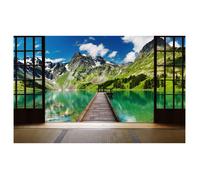 Affiche trompe oeil amarrage en lac de montagne - 60x40cm - made in France