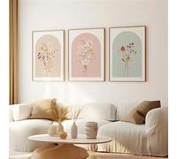 Affiches Botaniques-Décoration Murale Minimaliste et Abstraite Bohème Bouquet de Fleurs Sauvages à L'Aquarelle Style Aquarelle Neutre pour la Maison la Chambre Ou le Salon-60*70cm*3PCS (Non encadré)