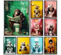 Affiches d'animaux chimpanzé, éléphant, Panda, impression d'art drôle, tableau mural, peinture sur toile pour salle de bains, toilettes, décoration de maison, cadeau B
