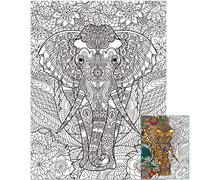 Affiches géantes à colorier pour enfants et adultes - Poster d'éléphant à colorier de 99,37 x 130 cm - Décoration murale vierge pour école, groupe familial, activités artisanales - Décoration
