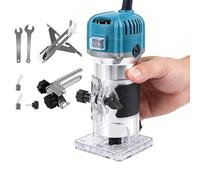 Affleureuse a Bois, 800W 30000tr/min Defonceuse Électrique (800W) | Fraiseuse Bois 1/4" (6,35 mm) Jeu de Fraises pour Bricolage, Rainurage, Base Transparente,Boîtier en Aluminium