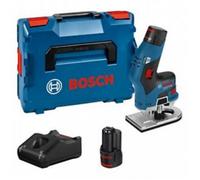 Bosch Professional 12V System affleureuse sans-fil GKF 12V-8 (avec 2 batteries de 3,0 Ah, chargeur rapide GBA 12V-40, pince de serrage 8 mm, clé plate 17 mm, dans L-BOXX)