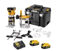 DEWALT - Kit affleureuse et défonceuse XR 18V brushless - moteur haut rendement - lumière LED - design compact et léger - plusieurs accessoires inclus - DCW604P2-QW
