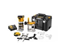 Affleureuse-défonceuse XR 18V 2 x 5Ah Li-ion DEWALT - pince 6-8 mm - en coffret Tsatak avec 2 batteries 18V + chargeur + accessoires - DCW604P2-QW