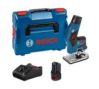 Bosch Professional 12V System affleureuse sans-fil GKF 12V-8 (avec 2 batteries de 3,0 Ah, chargeur rapide GBA 12V-40, pince de serrage 8 mm, clé plate 17 mm, dans L-BOXX)