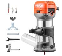 VEVOR Affleureuse 710 W Défonceuse Compacte 6 Vitesses Variables pour Travail du Bois, Finition, Bricolage, avec Démarrage Progressif, Base Fixe, Capot d'Aspiration Poussière, Guide Parallèle, Filaire
