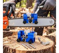 Affûteur de chaîne de tronçonneuse pour STIHL MS 462 C-M, bleu | Affûteur manuel bleu avec 3 embouts abrasifs, manivelle, fixation sur guide-chaîne et position d'affûtage réglable.