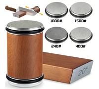 Affûteur de couteau à rouleau pour kit d'affûtage de couteau à bord droit avec angle magnétique de 15/20° pour couteaux de cuisine, set de pierre à aiguiser Diamant : 240+400+1000+1500#Carborundum