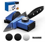 Affûteur de lames rotatif magnétique - 3 étapes - Disques en diamant et en céramique - Angle réglable de 0 à 30° - Acier au carbone - Bleu