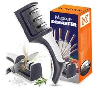 Affûteur manuel KADAX pour couteaux de cuisine, affûteur à 3 étapes pour un affûtage précis, affûteur de couteaux avec poignée ergonomique et base antidérapante