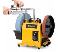 Affûteuse À Eau/à Sec 8/10 Pouces À Vitesse Variable, Moteur Sans Balais 260 W, 90-300 Tr/min, Rotation Avant/arrière, Meule En Corindon Grain 220 Et Disque D’affilage En Cuir 8in